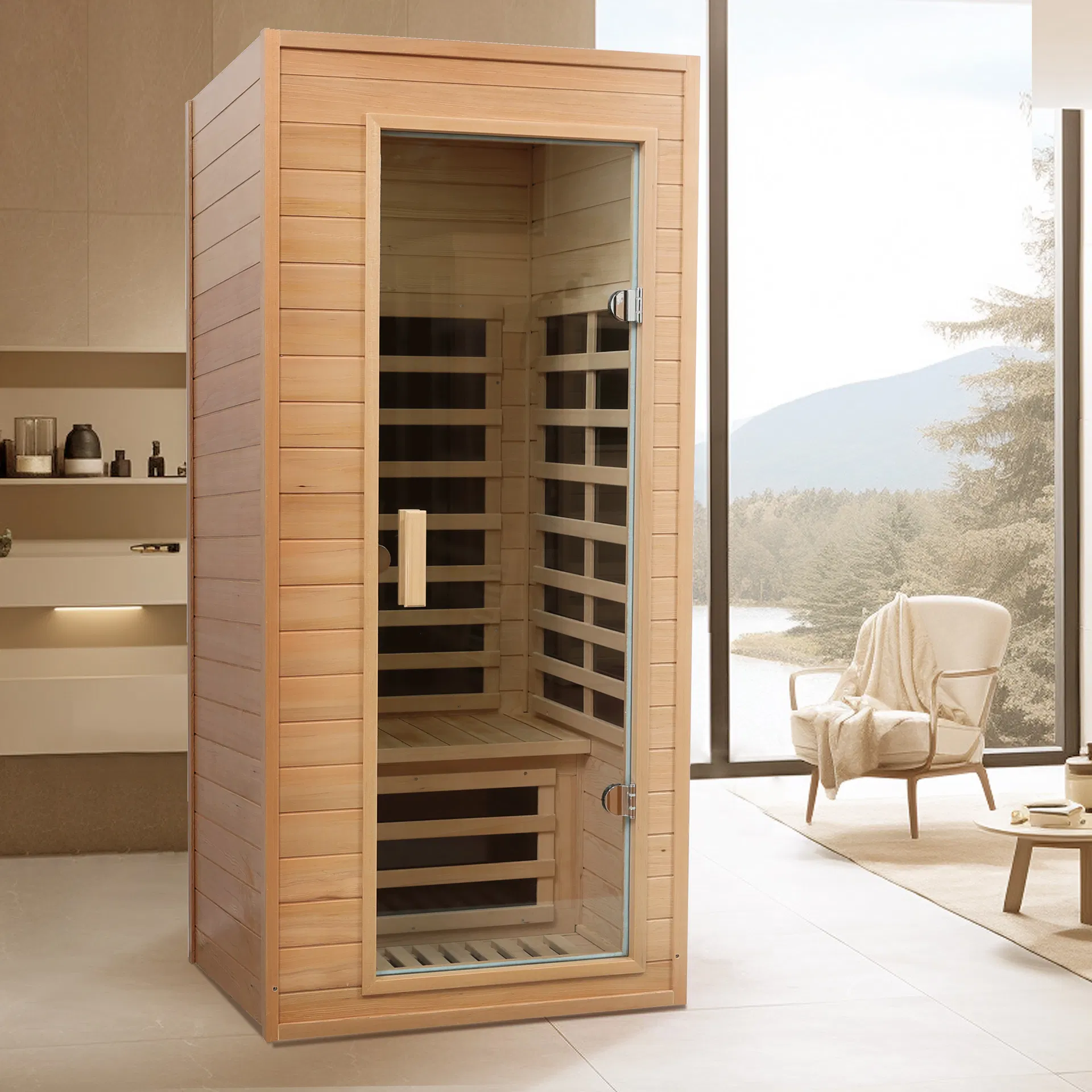 Hemlock One-Person Far Infrared Roof Embedded Indoor Sauna Room