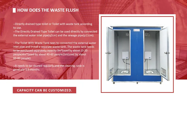 Double Outdoor Lavatory Prefabricated Modular Parks Sandwich Panel Portable Latrine Public Cheap Price Small Modular Container Toilet