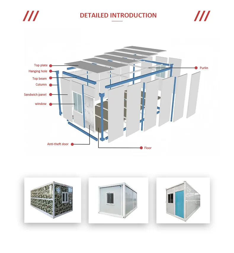 Anti-Corrosion Galvanized Steel Folding Container House Site Temporary Workshop Room