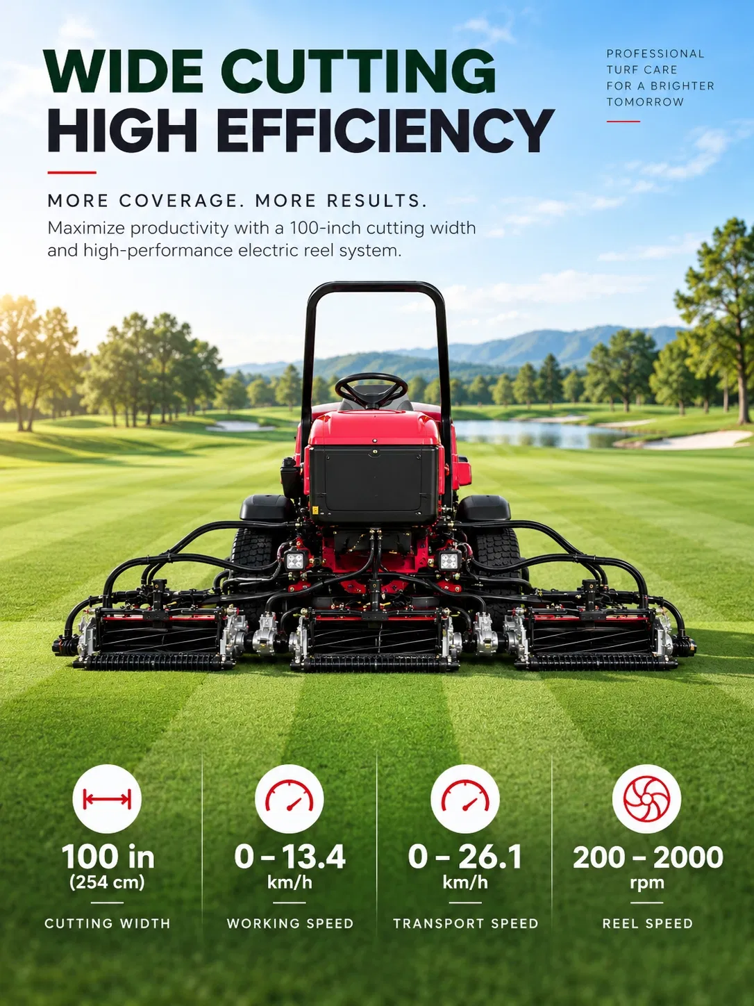 Heavy Duty Electric 5-Gang Reel Lawn Mower 4WD Ride on Fairway Mower for Golf Course Turf