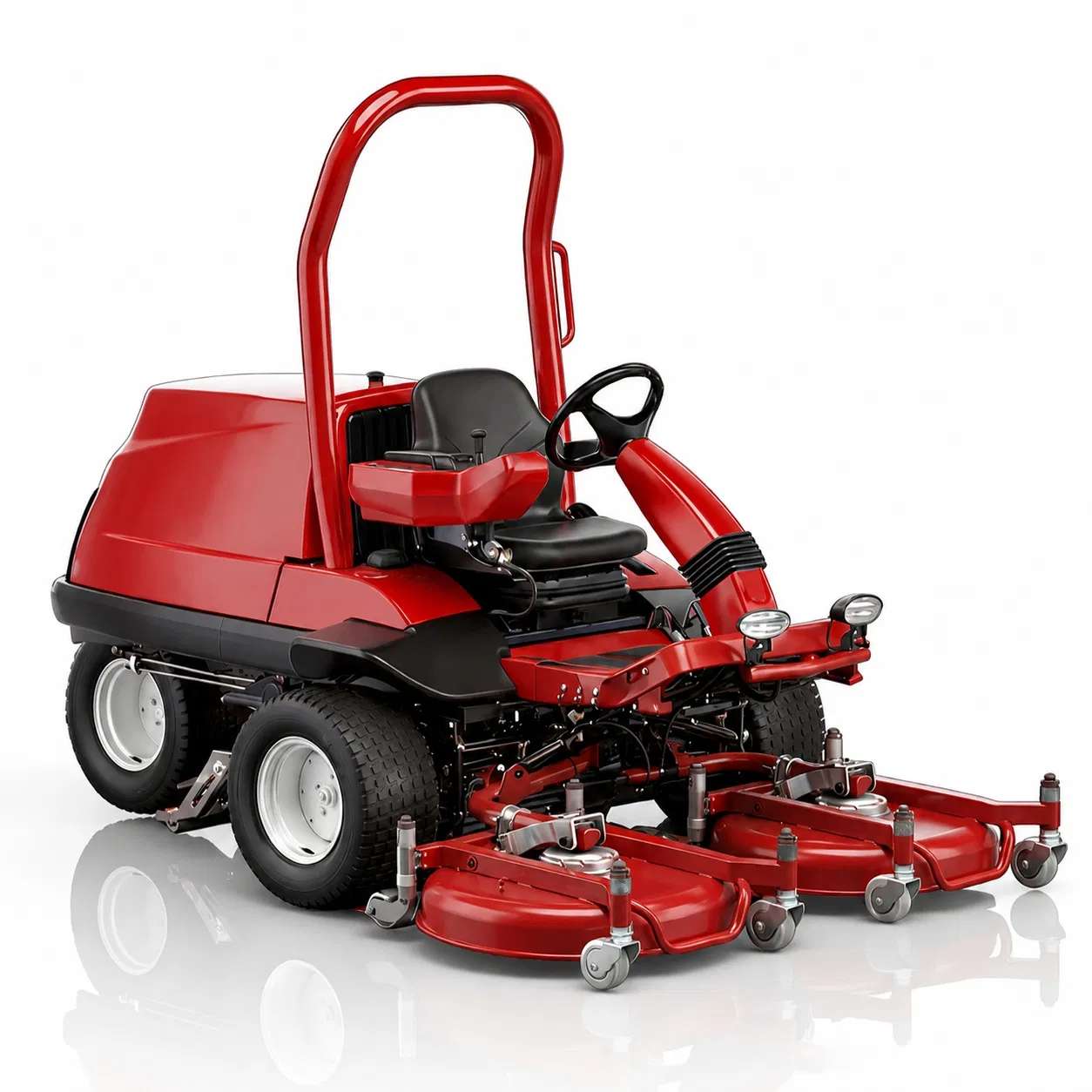 Professional Electric Ride on Lawn Mower Triple Rotary Deck 3 Wheel Drive Turf Cutter for Sports Fields Parks and Golf