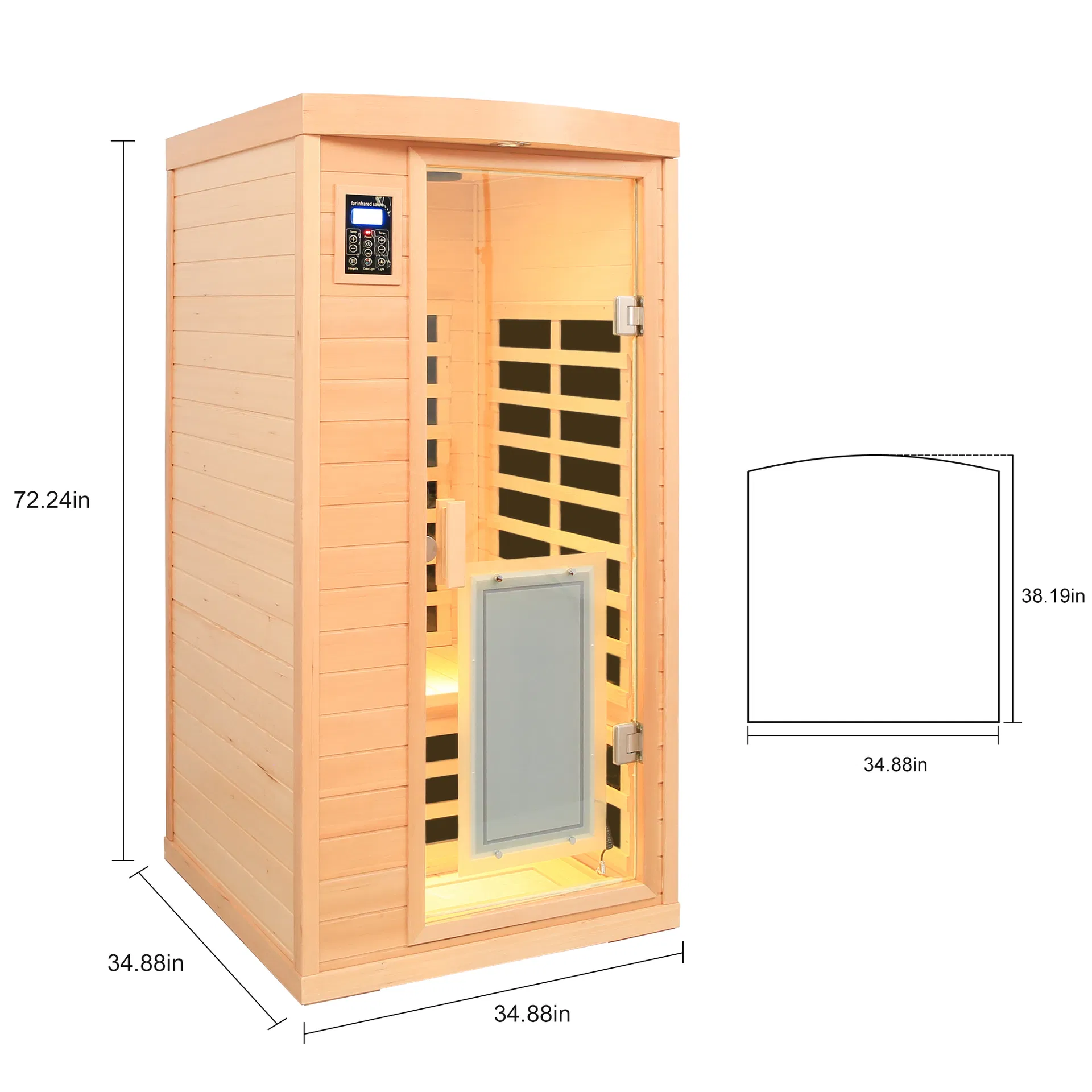 Low Emf, There Is Also a Heating Plate on The Glass Door, Hemlock Wood Far-Infrared Indoor One Person Sauna Room
