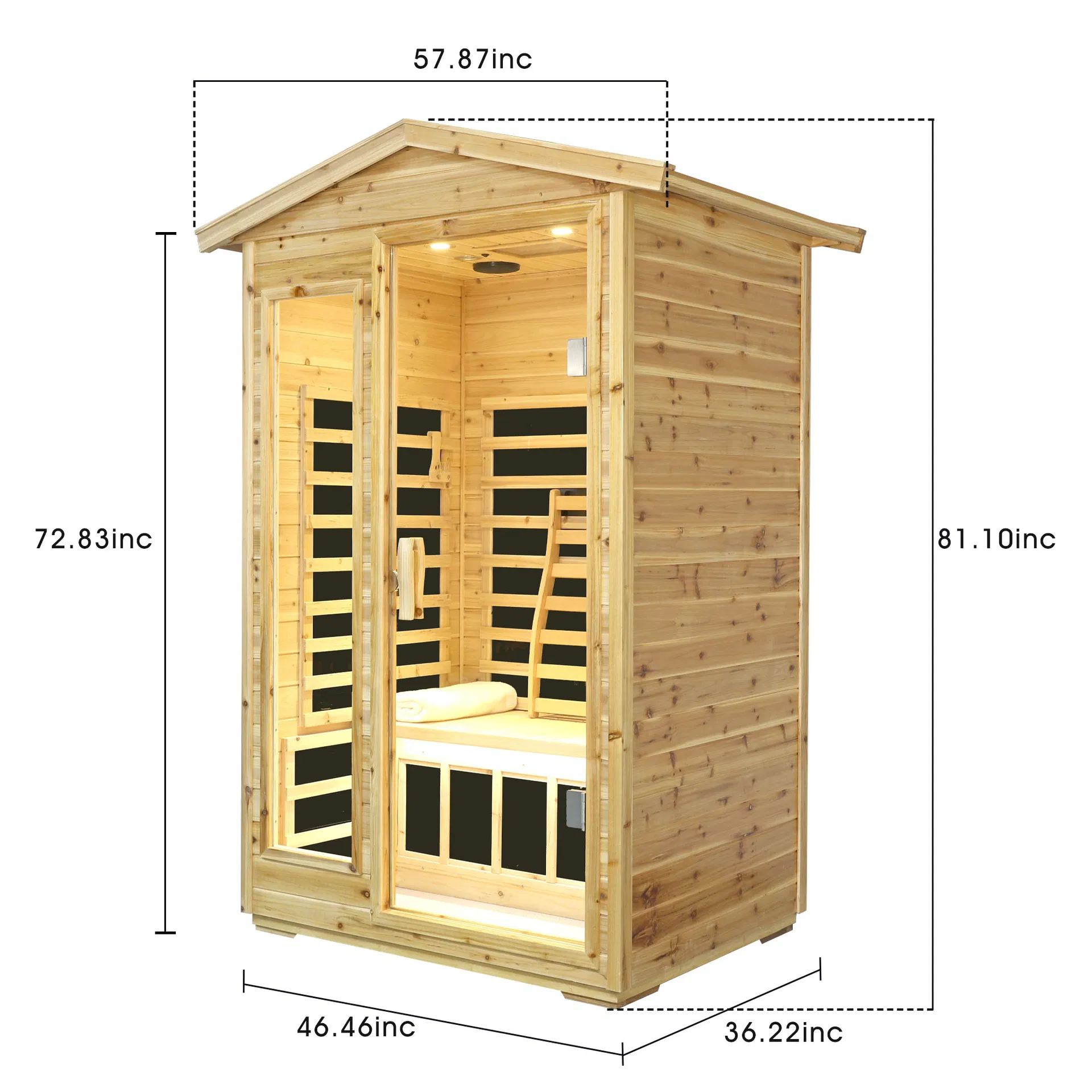Two Person Far Infrared Old Fir Outdoor Sauna Room