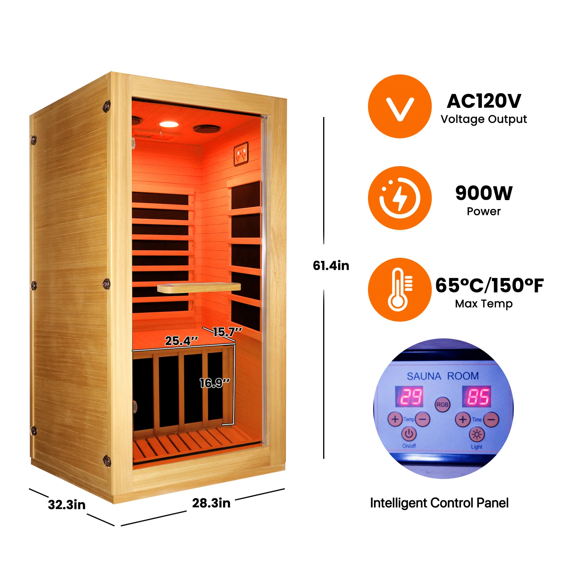 Indoor Wooden Infrared Sauna Room Single Room