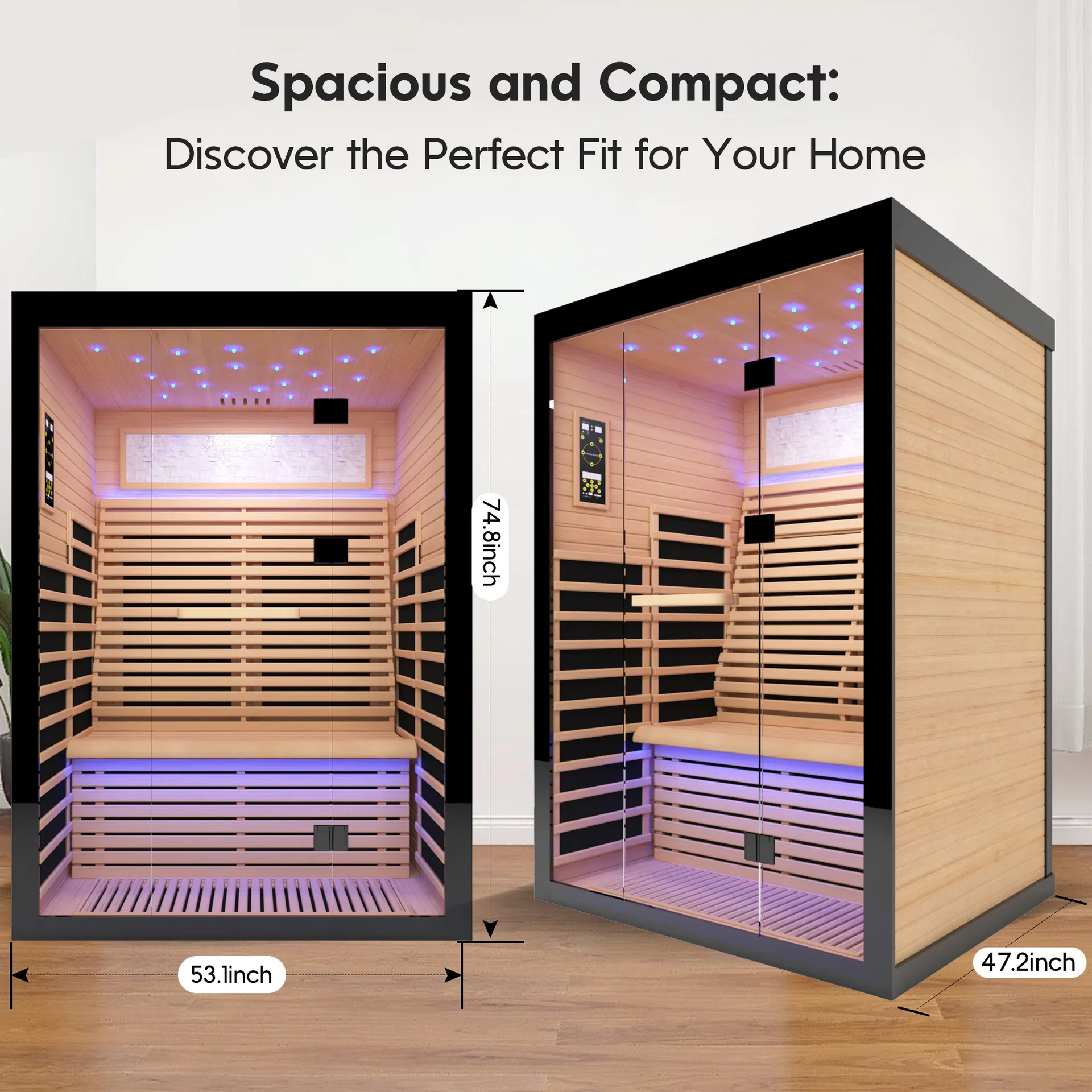 Wooden Indoor Luxury Double Infrared Sauna Room Cabin House