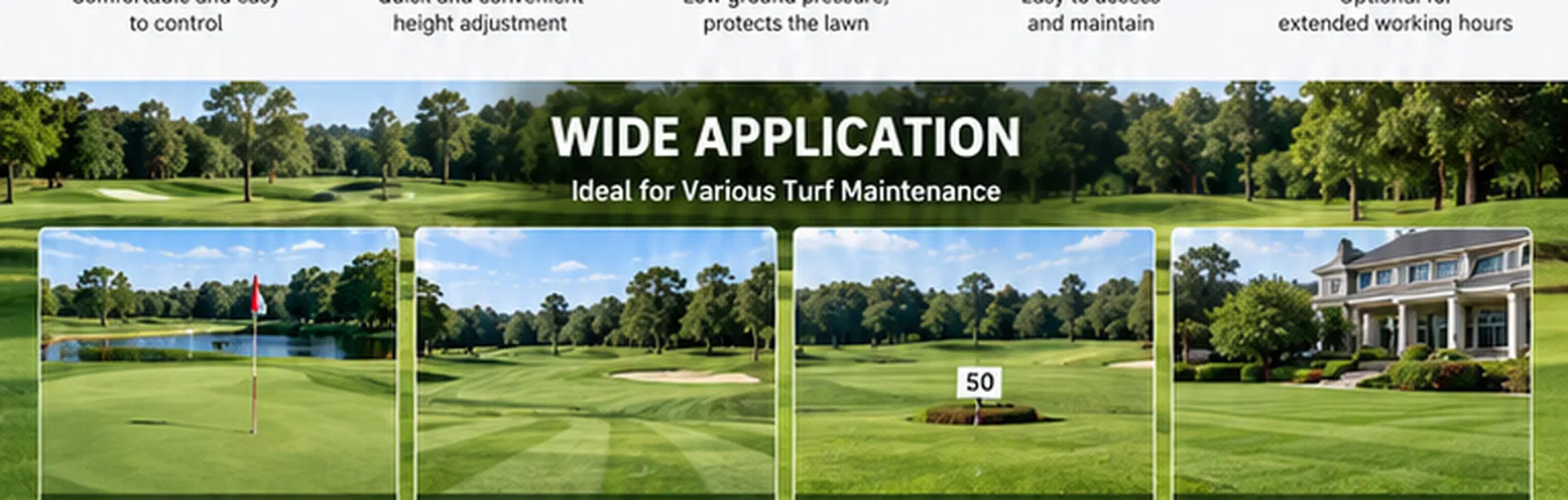 48V Electric Golf Green Mower with 22 Inch Cutting Width for Putting Green