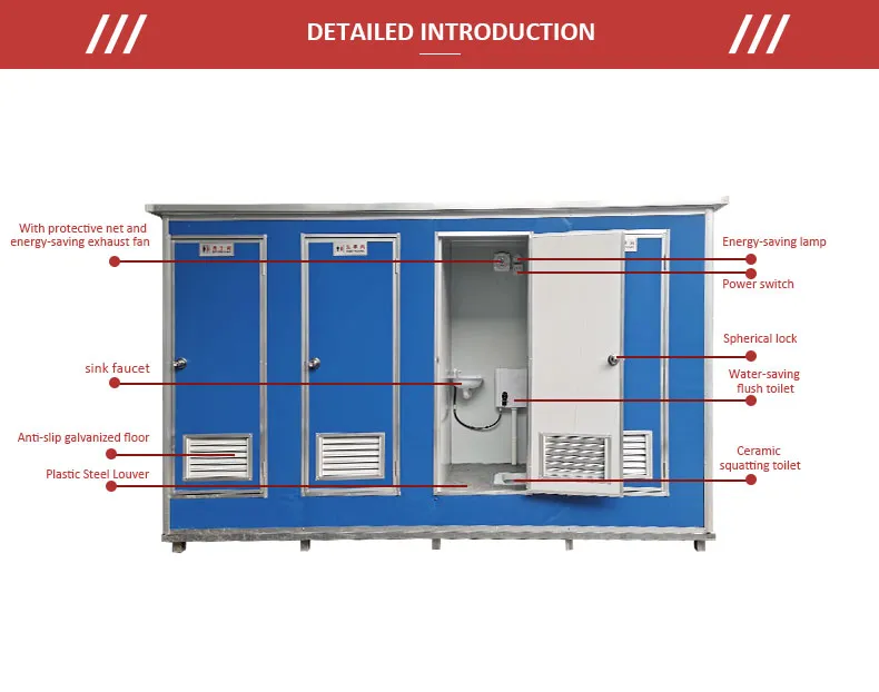 Temporary Prefab Outdoor Public Mobile Bathroom Portable Toilet Travel Toilet