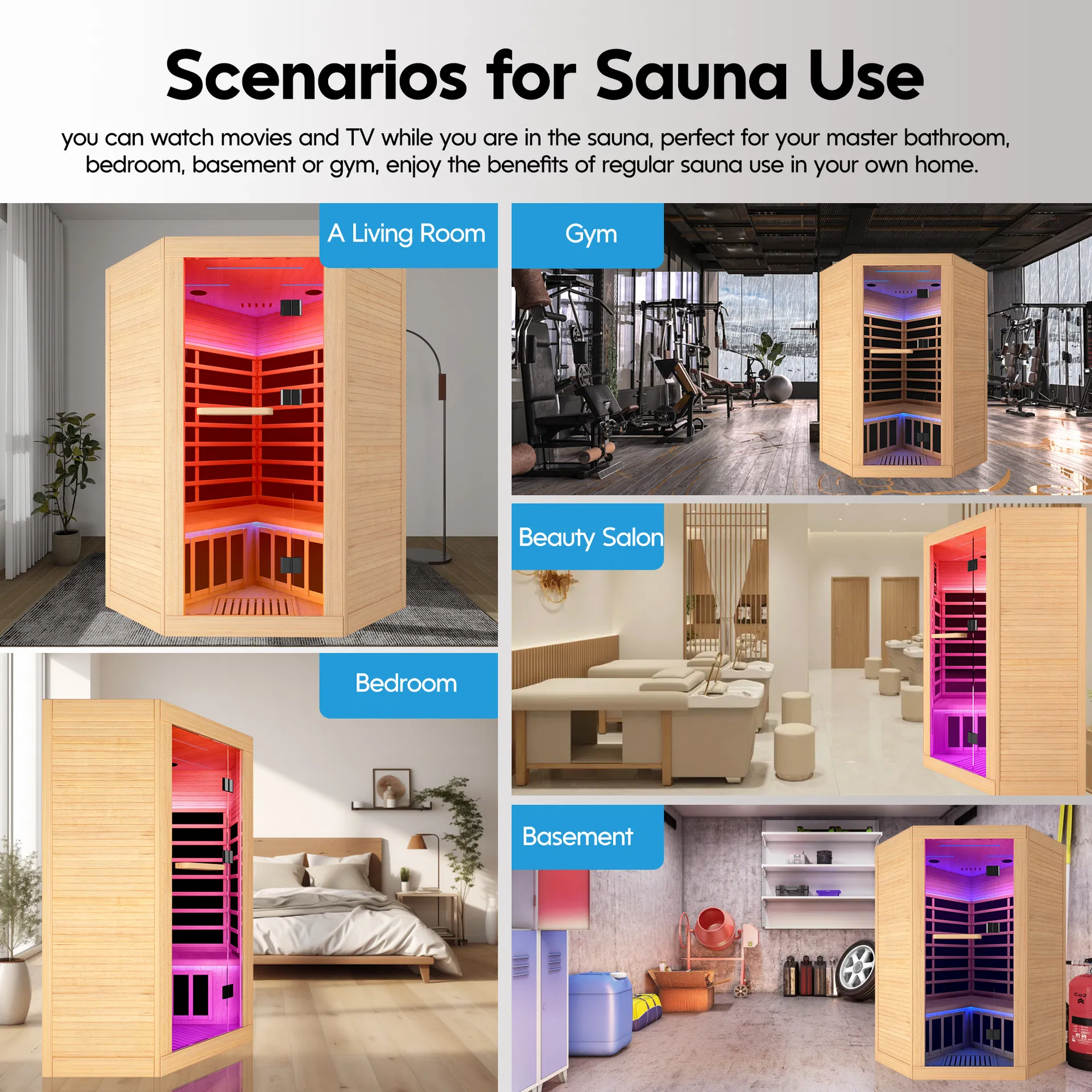 Canadian Hemlock Pentagonal Double Sauna Room