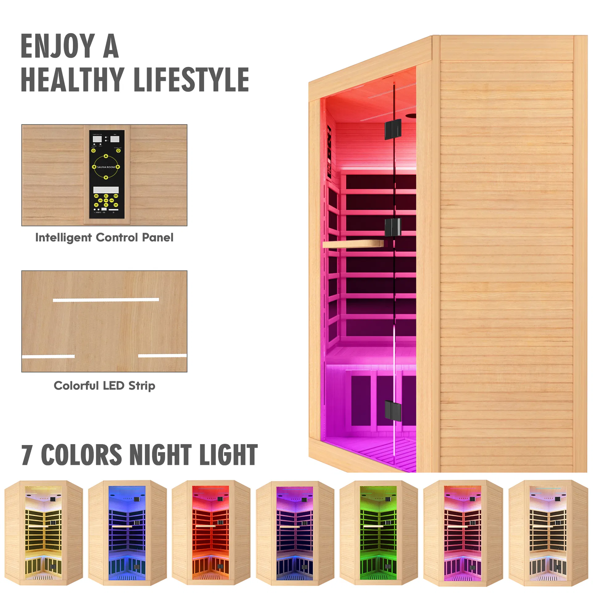 Canadian Hemlock Pentagonal Double Sauna Room
