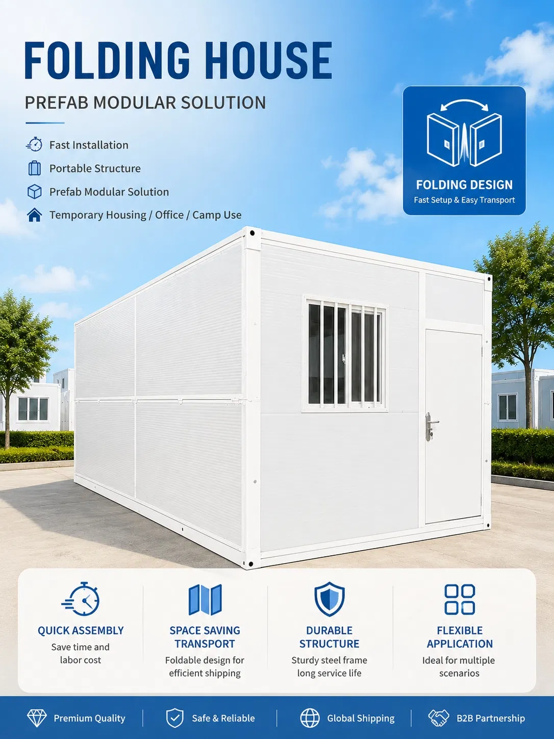 Modern Prefabricated Container House with Front Porch and Large Glass Sliding Doors