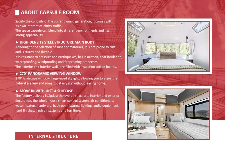Mobile Expandable Prefab Home Modern Capsule House Flexible Use Mobile Capsule Unit Practical Space Module Container House Space Capsule