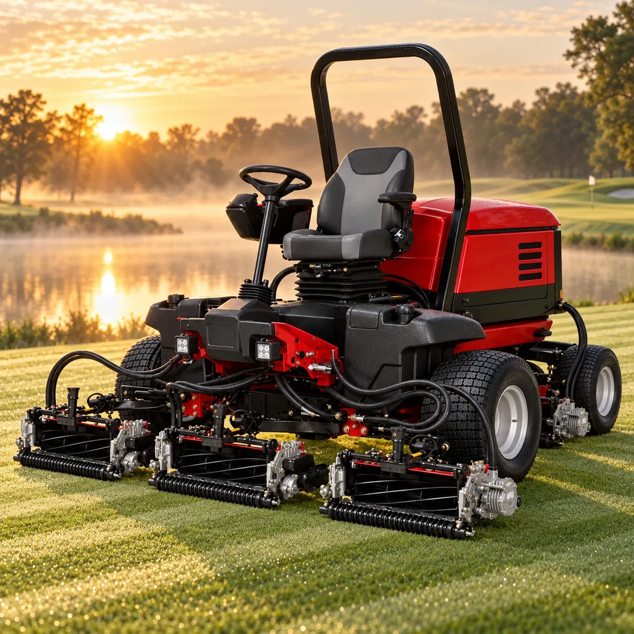 Heavy Duty Electric 5-Gang Reel Lawn Mower 4WD Ride on Fairway Mower for Golf Course Turf