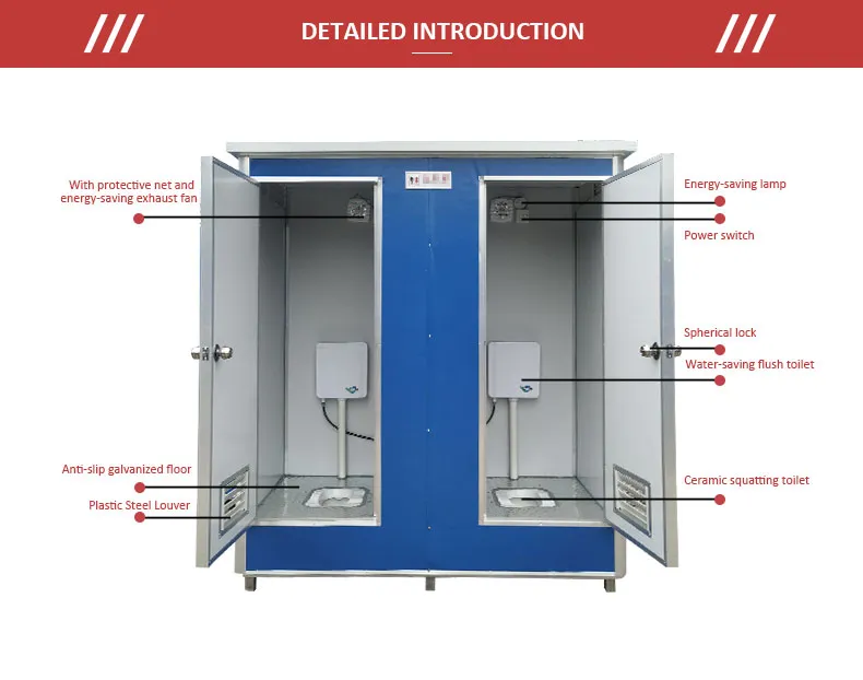 Double Outdoor Lavatory Prefabricated Modular Parks Sandwich Panel Portable Latrine Public Cheap Price Small Modular Container Toilet