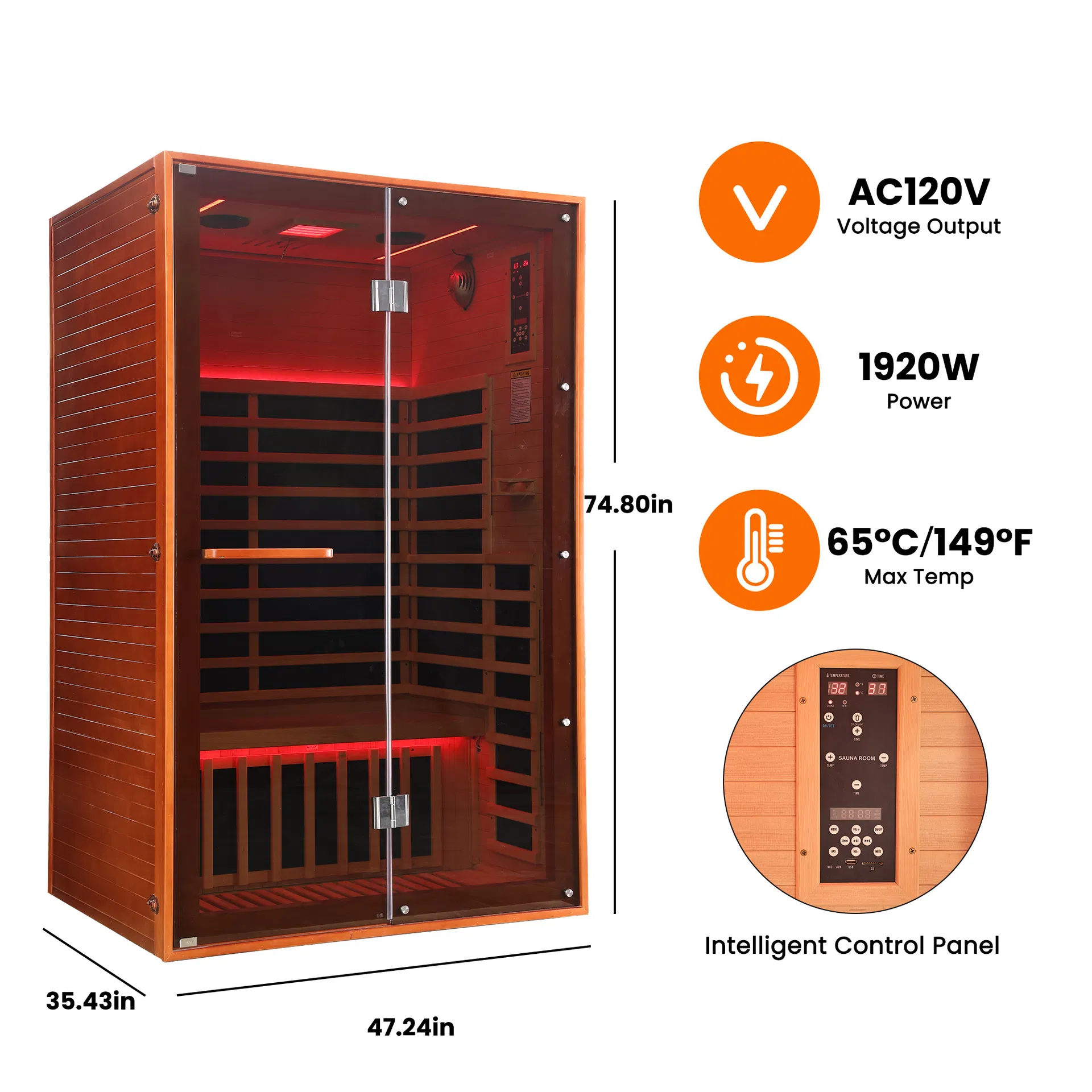 Wooden Indoor Double Infrared Sauna Room Cabin House