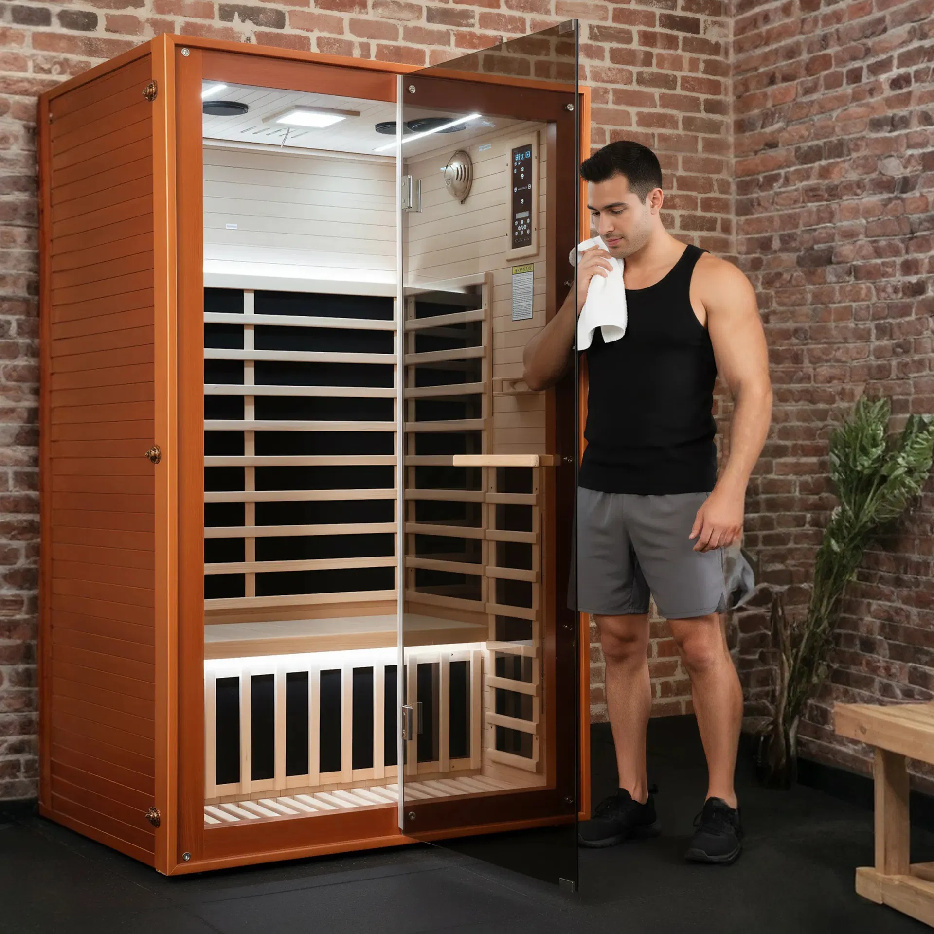 Wooden Indoor Double Infrared Sauna Room Cabin House