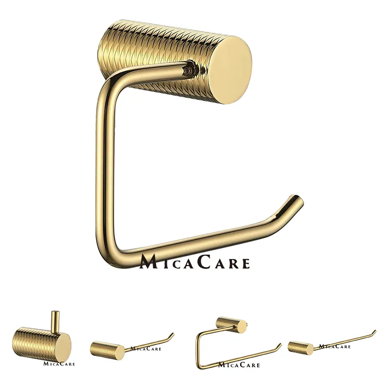 Gold Stainless Steel Toilet Tissue Holder Wall Mounted 304 Bathroom Rack