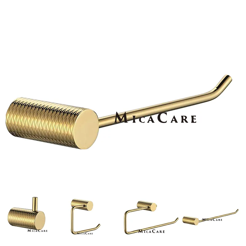 Durable Ss 304 Toilet Tissue Rack Gold Color Wall Mounted Design