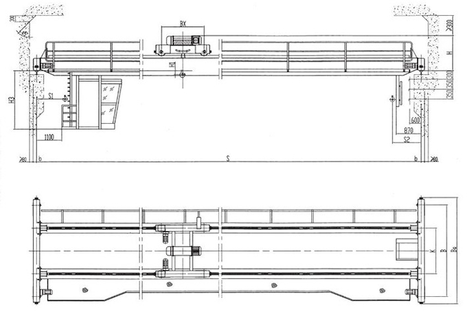 Cabin Control European Type Or Style Double Girder Overhead Crane EOT Crane 1