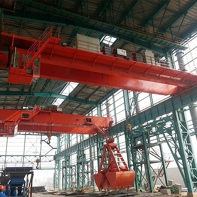 Two Purpose 5/5 Ton Electric Double Girder Overhead Crane with Hook and Grab for Coal 0