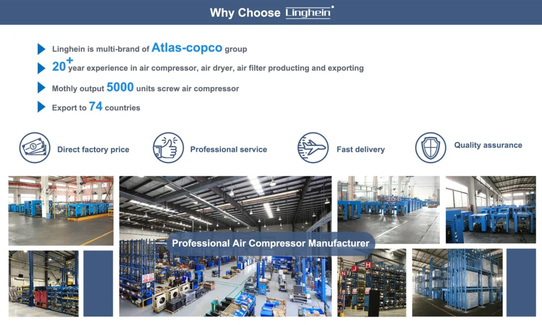 Linghein Energy Saving and Low Noise Rotary Screw Compressor